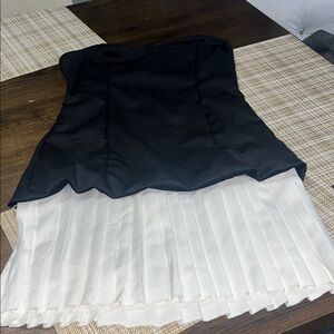 & Other Stories Black and White Strapless Dress